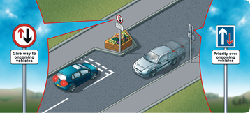 Chicanes may be used to slow traffic down