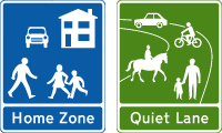 Home Zone and Quiet Lane signs