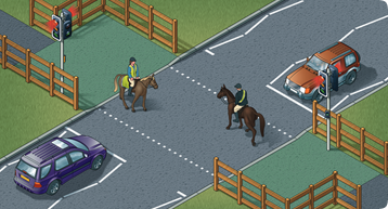 Equestrian crossings are used by the horse riders.  There is often a parallel crossing