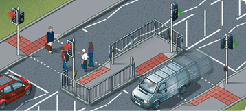 Staggered crossings (with an island in the middle) are two separate crossings