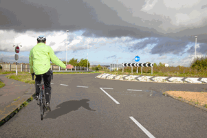 You're approaching this roundabout. What should you do when a cyclist ...