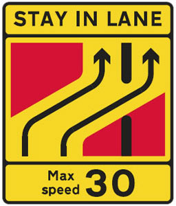 Contraflow system motorway sign