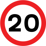 Maximum speed limit sign (20 mph) - Theory Test